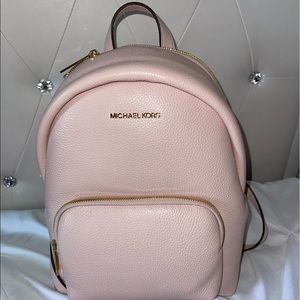 Y2K Micheal Kors Pink Leather Backpack Gold Accent